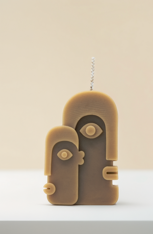 wax candle, sculpture modern, two faced